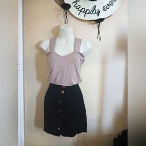 Forever 21 black button up skirt linen